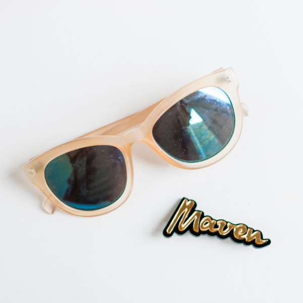 Limited Edition Acrylic Gold on Black MAVEN brooch